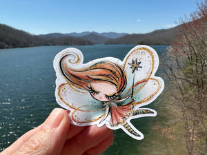 Sticker | 11i | Fall Fairy | Waterproof Vinyl Sticker | White | Clear | Permanent | Removable | Window Cling | Glitter | Holographic