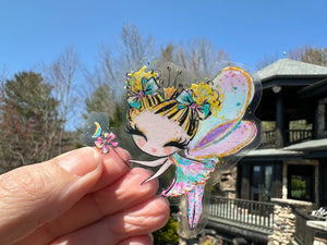 Sticker | 12E | Colorful Fairy | Waterproof Vinyl Sticker | White | Clear | Permanent | Removable | Window Cling | Glitter | Holographic