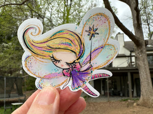Sticker | 12F | Colorful Fairy | Waterproof Vinyl Sticker | White | Clear | Permanent | Removable | Window Cling | Glitter | Holographic
