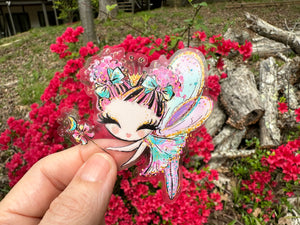 Sticker | 12H | Colorful Fairy | Waterproof Vinyl Sticker | White | Clear | Permanent | Removable | Window Cling | Glitter | Holographic