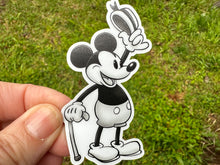 Load image into Gallery viewer, Sticker |  | Steamboat Willie | Waterproof Vinyl Sticker | White | Clear | Permanent | Removable | Window Cling | Glitter | Holographic