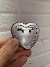Load image into Gallery viewer, Heart Shaped Pin Back Button Kappa Delta Pink Heart with Coquette Cherries