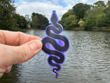 Load image into Gallery viewer, Sticker | Snake on Holographic | Waterproof Vinyl Sticker | Permanent