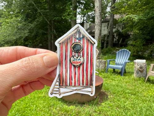 Sticker | 79B | Red Cabana | Waterproof Vinyl Sticker | White | Clear | Permanent | Removable | Window Cling | Glitter | Holographic