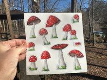 Load image into Gallery viewer, Sticker Sheet | Set of Red Cap Mushroom Stickers | 7 x 7 sticker sheet