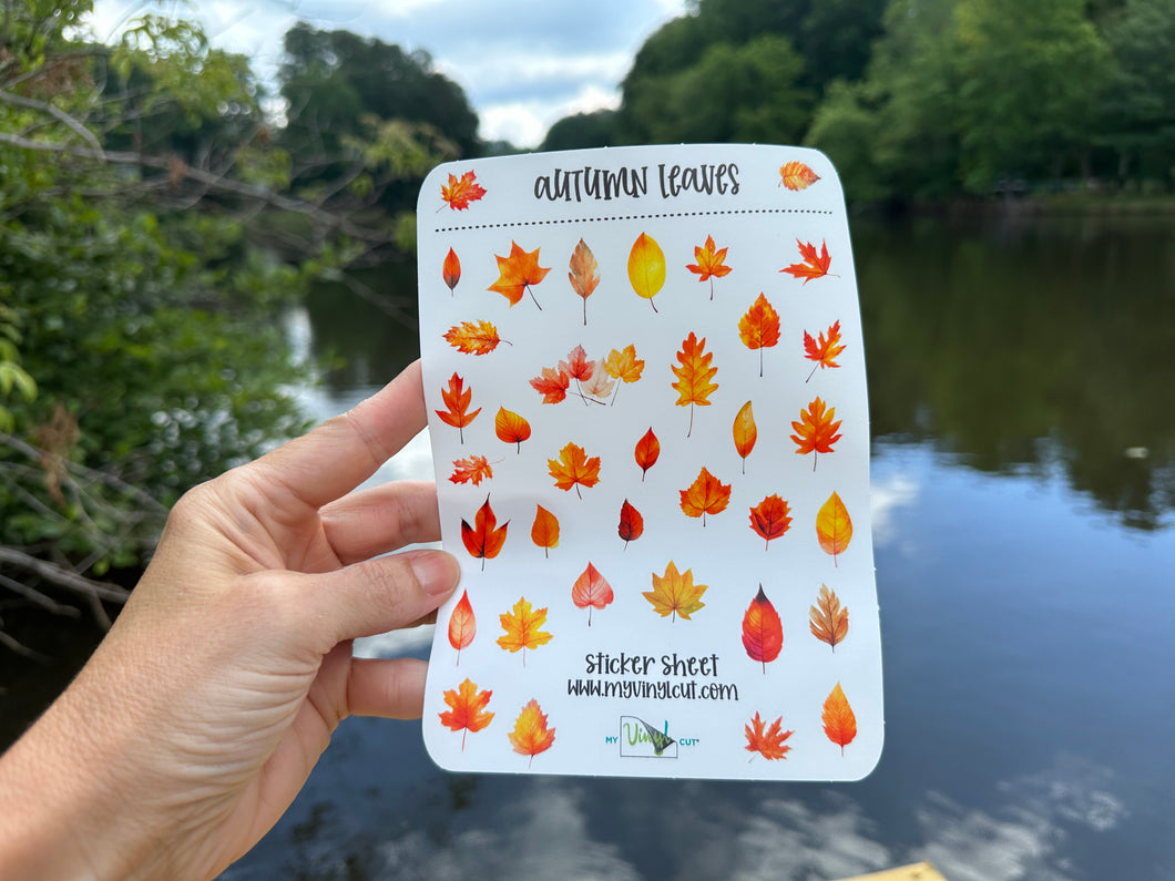 Sticker Sheet |  | Set of little planner stickers Autumn leaves 5 X 7 inches