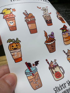 Sticker Sheet |  | Set of little planner stickers Halloween Drinks 5 X 7 inches