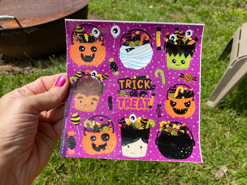 Sticker Sheet Trick or Treat Halloween Half Sheet