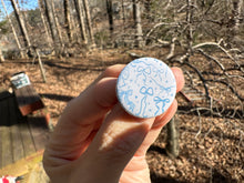 Load image into Gallery viewer, Pin Back Button Light Blue Coquette Bows Pattern