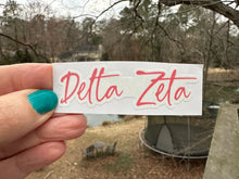 Load image into Gallery viewer, Sticker | DZ_D | Delta Zeta Signature | Waterproof Vinyl Sticker | White | Clear | Permanent | Removable | Window Cling | Glitter | Holographic