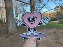 Load image into Gallery viewer, Sticker | 60D | Heart Skateboard| Waterproof Vinyl Sticker | White | Clear | Permanent | Removable | Window Cling | Glitter | Holographic