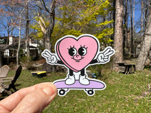 Load image into Gallery viewer, Sticker | 60D | Heart Skateboard| Waterproof Vinyl Sticker | White | Clear | Permanent | Removable | Window Cling | Glitter | Holographic