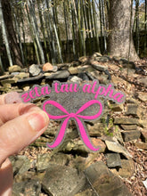 Load image into Gallery viewer, Sticker | ZTA | Zeta Tau Alpha Pink Bow | Waterproof Vinyl Sticker | White | Clear | Permanent | Removable | Window Cling | Glitter | Holographic