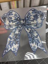 Load image into Gallery viewer, T Shirt Transfer | 47P | Blue Toile Bow | Sublimation, HTV, DTF