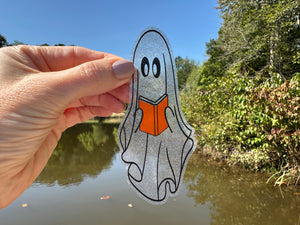 Clear Bookmark or Sticker Reading Ghost