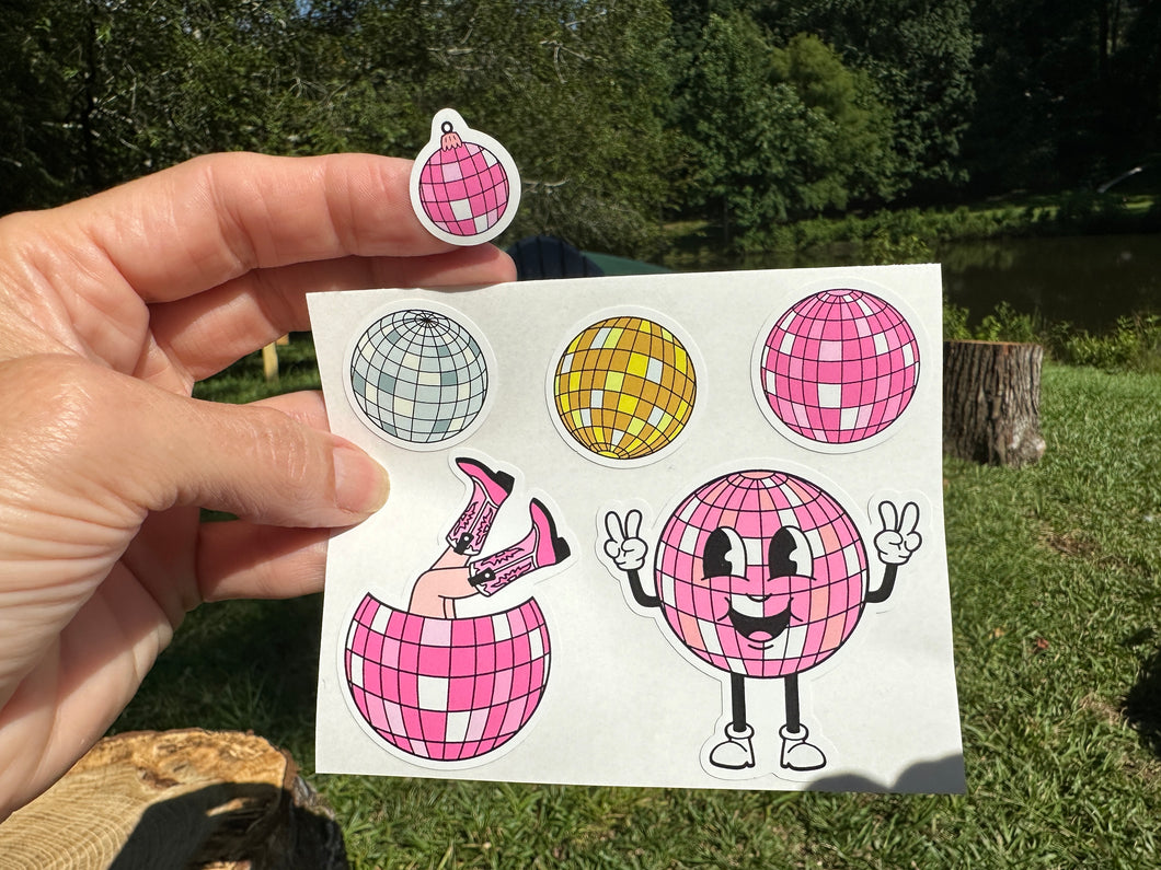 Set of Retro Disco Ball Stickers