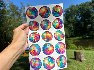 Set of Colorful Disco Ball Stickers
