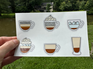 Sticker Sheet Set of little planner stickers Coffee and Coffee Accessories