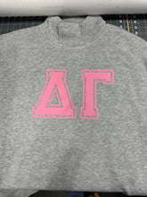 Load image into Gallery viewer, Mock Neck Sorority Greek Letters Oversized Heather Gray Sweatshirt Delta Gamma