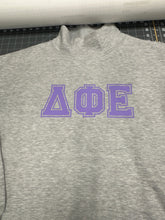 Load image into Gallery viewer, Mock Neck Sorority Greek Letters Oversized Heather Gray Sweatshirt Delta Phi Epsilon