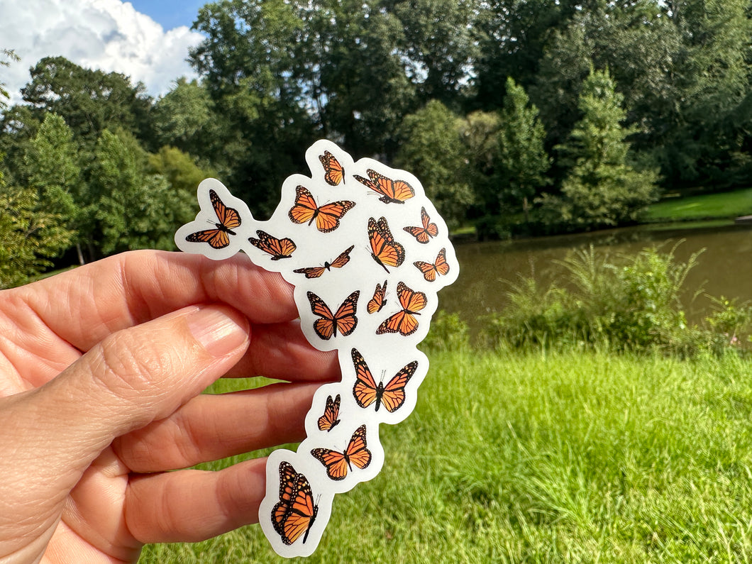 Sticker | 74C | Butterfly Spray | Waterproof Vinyl Sticker | White | Clear | Permanent | Removable | Window Cling | Glitter | Holographic