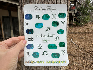 Sticker Sheet | Set 4 | planner stickers | Zodiac | 5 x 7 inch sheet | permanent adhesive | waterproof ink