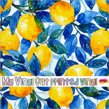 Load image into Gallery viewer, Printed Vinyl &amp; HTV Blue and Lemons I Patterns 12 x 12 inch sheet