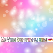 Load image into Gallery viewer, Printed Vinyl | Unicorn Pastel Bokeh J | Permanent Removable Adhesive | Permanent Glitter Adhesive | HTV | Glitter HTV | 12 x 12 inches | ONE Sheet