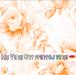 Printed Vinyl & HTV Orange Toile K Patterns 12 x 12 inch sheet