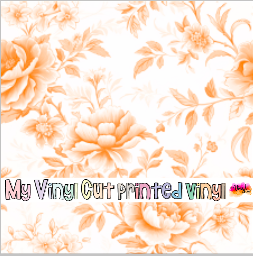 Printed Vinyl & HTV Orange Toile L Patterns 12 x 12 inch sheet