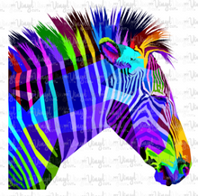 Load image into Gallery viewer, Sticker | 43C | Colorful Zebra | Waterproof Vinyl Sticker | White | Clear | Permanent | Removable | Window Cling | Glitter | Holographic
