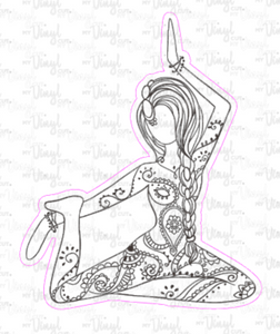 Sticker | 5B | Yoga Girl | Waterproof Vinyl Sticker | White | Clear | Permanent | Removable | Window Cling | Glitter | Holographic