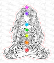 Load image into Gallery viewer, Sticker | 7D | Yoga Girl | Waterproof Vinyl Sticker | White | Clear | Permanent | Removable | Window Cling | Glitter | Holographic
