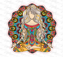 Load image into Gallery viewer, Sticker | 7J | Yoga Girl | Waterproof Vinyl Sticker | White | Clear | Permanent | Removable | Window Cling | Glitter | Holographic