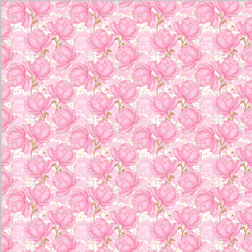 Printed Vinyl & HTV Pink and Gold Peonies Patterns 12 x 12 inch sheet