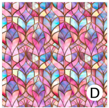 Load image into Gallery viewer, Printed Vinyl &amp; HTV Pink and Purple Stained Glass Windows Patterns 12 x 12 inch sheet
