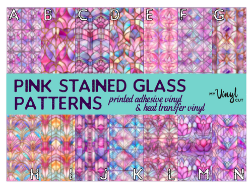 Printed Vinyl & HTV Pink and Purple Stained Glass Windows Patterns 12 x 12 inch sheet