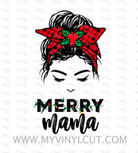 Load image into Gallery viewer, Waterslide Decal 26D Merry Mama 3 1/2 inches tall or wide Printed on Clear or White