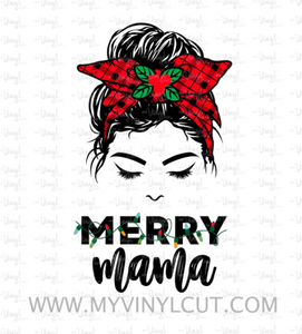 Waterslide Decal 26D Merry Mama 3 1/2 inches tall or wide Printed on Clear or White