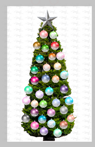Sticker Sheet Christmas Tree and Set of Bulbs Removable Wall Vinyl