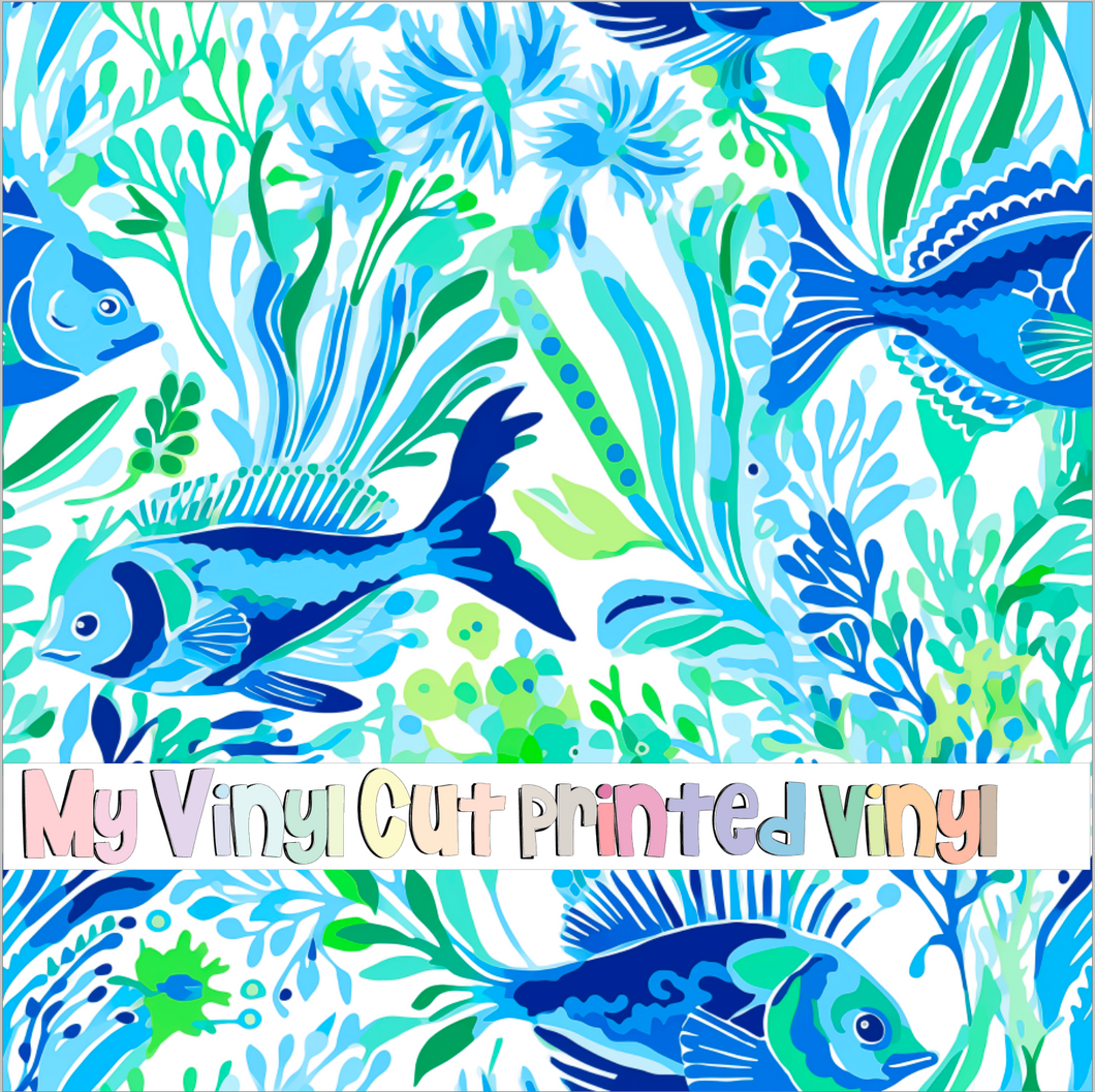 Printed Vinyl & HTV Preppy Coral E Pattern 12 x 12 inch sheet