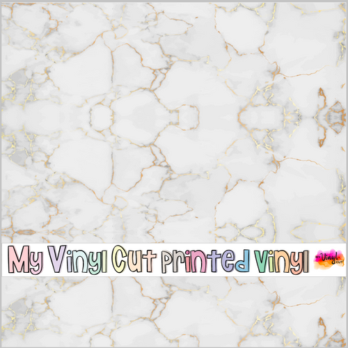 Printed Vinyl & HTV White and Gold Marble Pattern 12 x 12 inch sheet