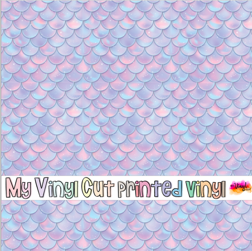 Printed Vinyl HTV & Waterslide Pastel Fish Scales Pattern 12 x 12 inch sheet