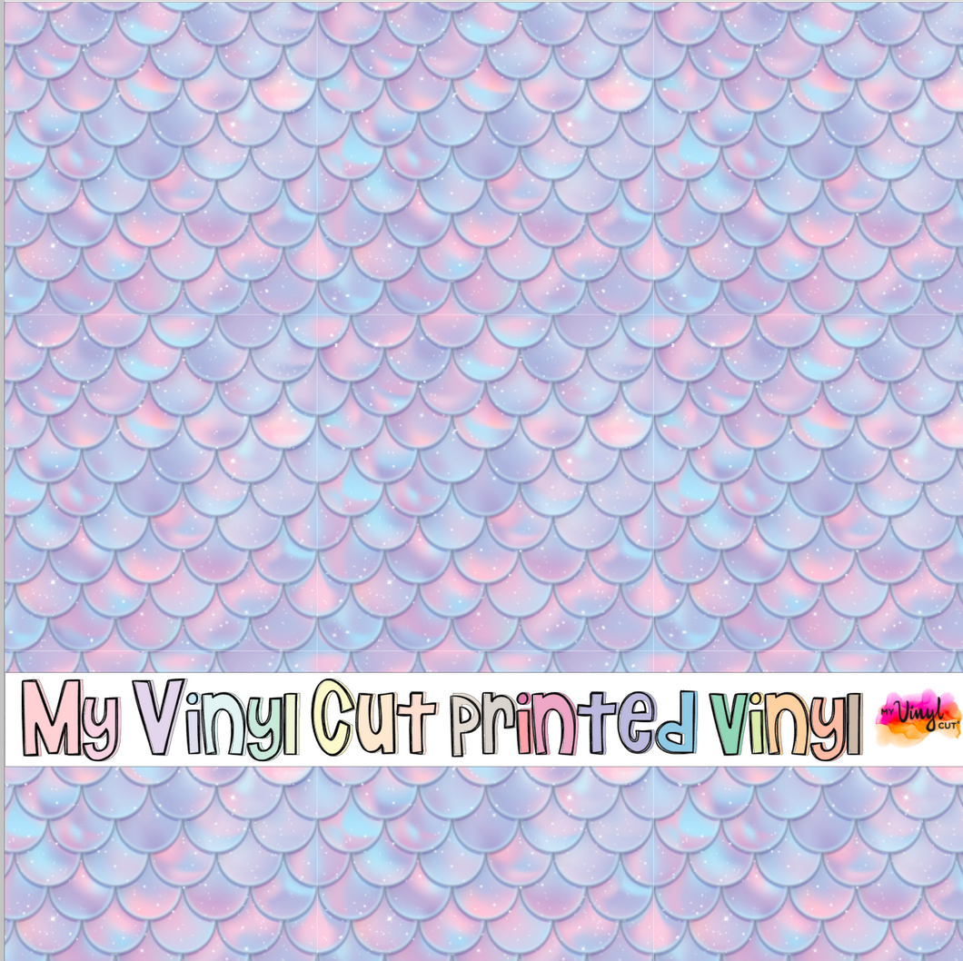 Printed Vinyl HTV & Waterslide Pastel Fish Scales Pattern 12 x 12 inch sheet