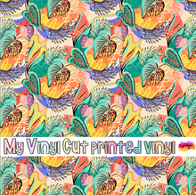 Load image into Gallery viewer, Printed Vinyl HTV &amp; Waterslide Purple Yellow Floral Pattern 12 x 12 inch sheet