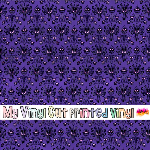 Printed Vinyl & HTV Purple Haunted Mansion Wallpaper Patterns 12 x 12 inch sheet