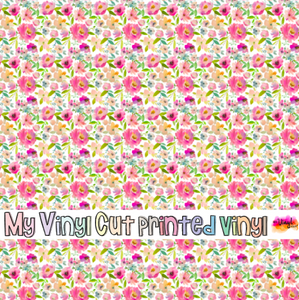 Printed Vinyl HTV & Waterslide Orange and Yellow Flowers Pattern 12 x 12 inch sheet