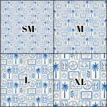 Load image into Gallery viewer, Printed Vinyl HTV &amp; Waterslide Blue Hand Drawn Summer Patterns 12 x 12 inch sheet