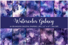 Load image into Gallery viewer, Watercolor Galaxy Digital Paper Bundle