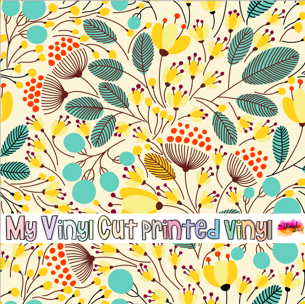 Printed Vinyl HTV & Waterslide Floral Patterns 12 x 12 inch sheet